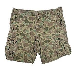American Eagle Classic Fit Green Camo Ripstop Cargo Shorts Men's 38 Military 9.5